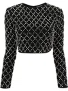 Retroféte Embellished Cropped Top In Black