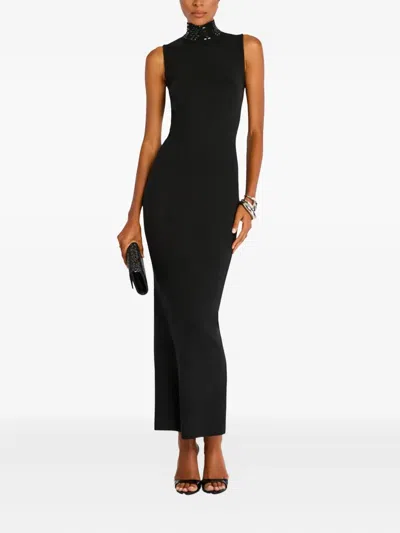 Retroféte Embellished High-neck Dress In Black