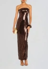 Retroféte Ember Strapless Gown In Dark Chocolate