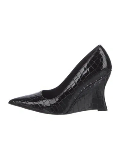 Pre-owned Retroféte Embossed Leather Pumps In Black
