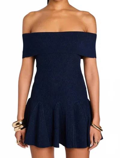 Retroféte Erica Knit Dress In Metallic Navy In Black