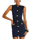 Retroféte Erin Sparkly Knit Buttoned Mini Dress In Navy/black