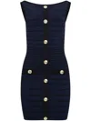 Retroféte Erin Sparkly Knit Buttoned Mini Dress In Blue