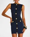 Retroféte Erin Sparkly Knit Buttoned Mini Dress In Navy/black