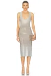 Retroféte Essie Midi Dress In Winter White & Silver