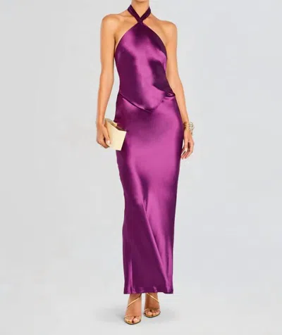 Retroféte Ester Dress In Eggplant In Beige