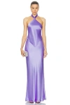Retroféte Ester Satin Halter Dress In Wisteria