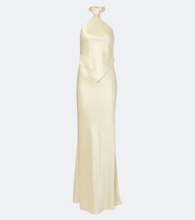 Retroféte Retrofête Ester Halterneck Satin Gown In Yellow