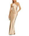 Retroféte Ester Backless Halter Satin Gown In Nude