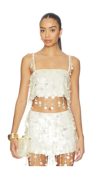 Retroféte Eudora Beaded-embellishment Top In White