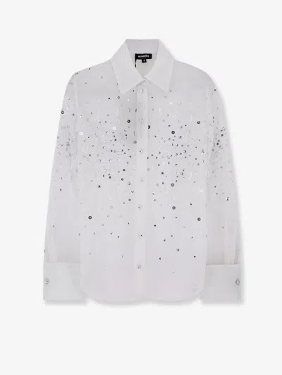 Retroféte Eugenia Shirt With All-over Rhinestone Details In Green
