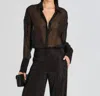 Retroféte Evelyn Embellished Top In Black In Black
