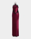 Retroféte Everly Lace-trim Satin Halter Dress In Purple