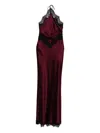 Retroféte Everly Lace-trimmed Satin Dress In Burgundy