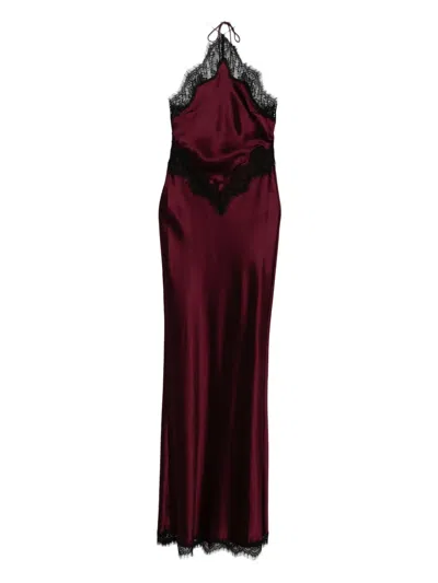 RETROFÉTE EVERLY LACE-TRIMMED SATIN DRESS