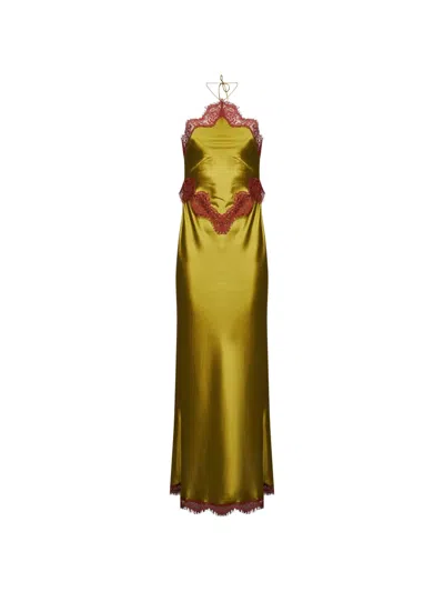 Retroféte Everly Lace-trimmed Halterneck Maxi Dress In Green