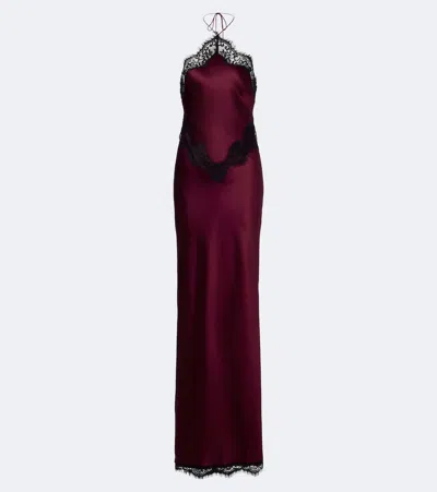 Retroféte Retrofête Everly Lace-trimmed Satin Maxi Dress In Burgundy