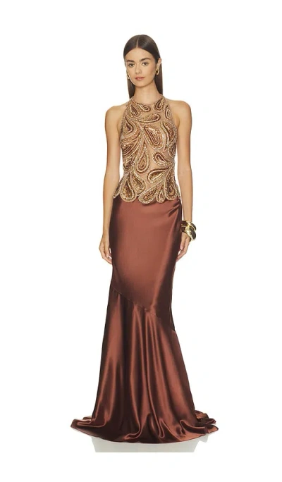 Retroféte Evolet Embroidered Dress In Brown
