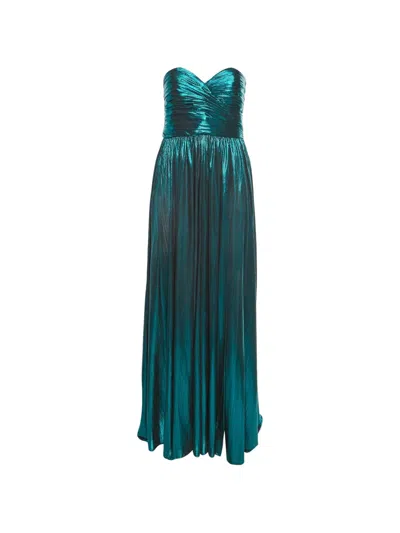 Pre-owned Retroféte Ezri Plissé-effect Lamé Maxi Dress In Green