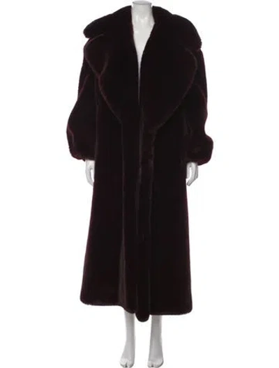 Pre-owned Retroféte Faux Fur Coat In Burgundy