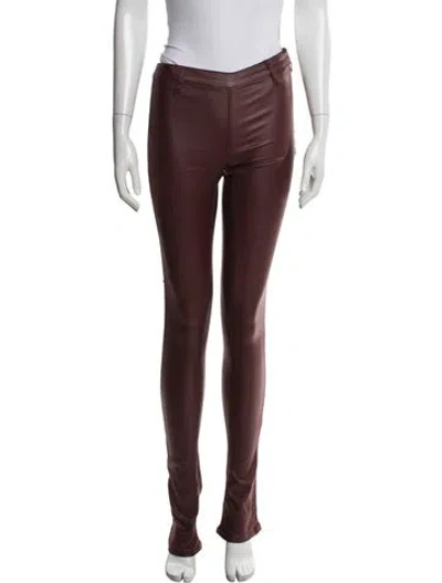 Pre-owned Retroféte Faux Leather Flared Pants In Burgundy