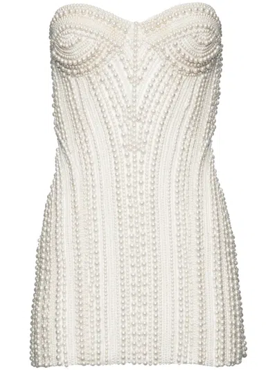 Retroféte Faux-pearl Embellished Minidress In White