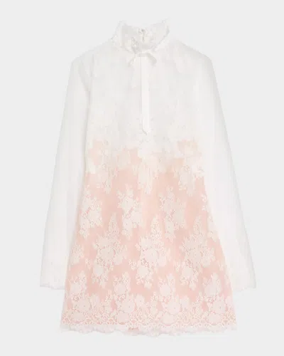 Retroféte Faylin Long-sleeve Lace Mini Dress In White