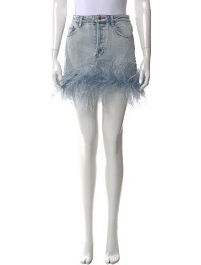 Pre-owned Retroféte Feather Trim Mini Skirt W/ Tags In Blue