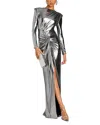 Retroféte Fenella Metallic Long-sleeve Twist Dress In Gunmetal
