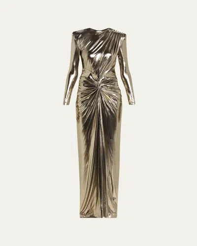 Retroféte Fenella Metallic Long-sleeve Twist Dress