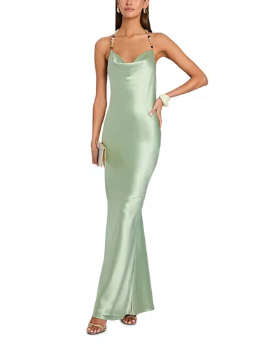 Retroféte Finley Beaded Halter Dress In Green