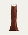 Retroféte Finley Beaded Satin Slip Gown