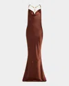 Retroféte Finley Beaded Satin Slip Gown