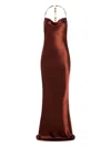 Retroféte Finley Cowl-neck Beaded-strap Maxi Dress In Brown