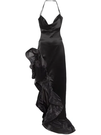 Retroféte Floral-appliqué Maxi Dress In 黑色