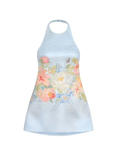 Retroféte Drexley Floral Halter Mini Dress In Multi