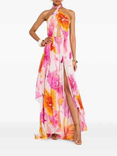 Retroféte Floral-print Halter Neck Dress In Multi