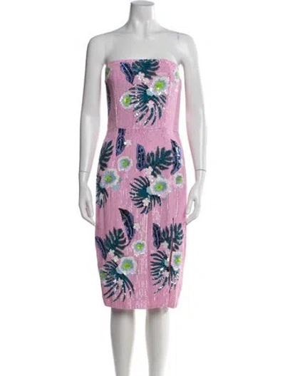 Pre-owned Retroféte Floral Print Knee-length Dress In Pink