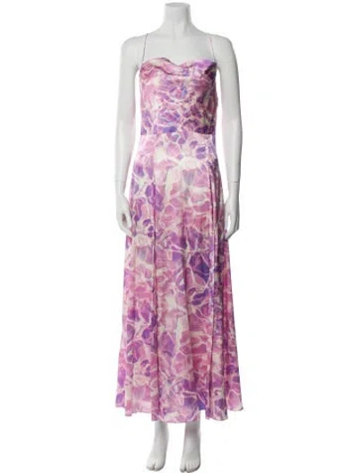 Pre-owned Retroféte Floral Print Long Dress In Pink