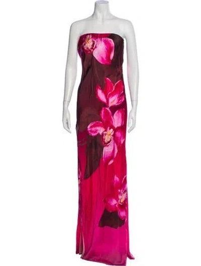 Pre-owned Retroféte Floral Print Long Dress In Pink