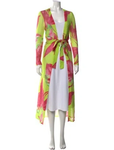 Pre-owned Retroféte Floral Print Open Front Sweater In Pink