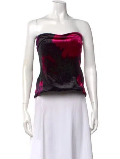 Pre-owned Retroféte Floral Print Strapless Top In Black