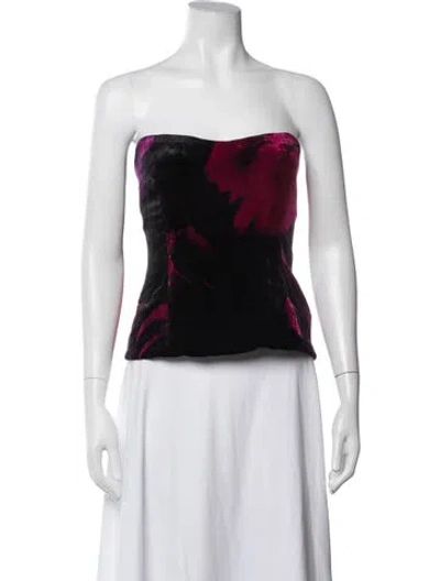Pre-owned Retroféte Floral Print Strapless Top In Black/white