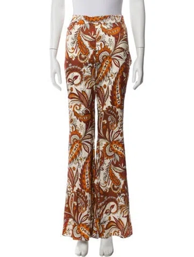 Pre-owned Retroféte Floral Print Wide Leg Pants In Orange