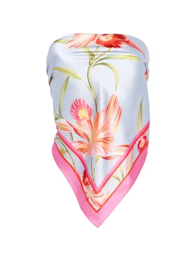 Retroféte Floral-print Silk Top In Multi