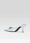Retroféte Francesca Leather Kitten Mule In Shiny Silver