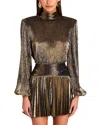 Retroféte Freja Pleated Mini Dress In Gold
