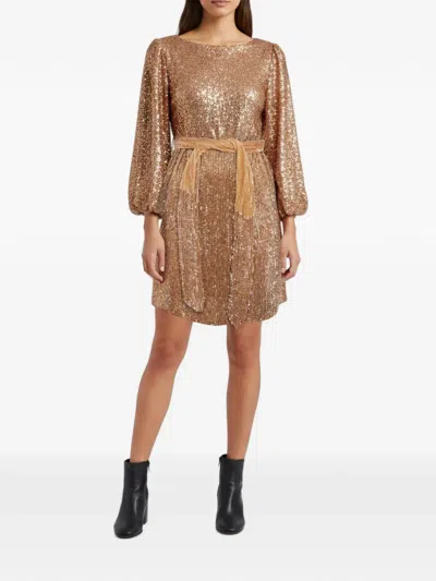 Pre-owned Retroféte Gabrielle Sequin Mini Dress In Gold