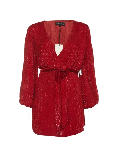 Pre-owned Retroféte Gabrielle Sequin-embellished Mini Dress In Red