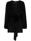 Retroféte Gabrielle Sequinned Wrap Minidress In Schwarz